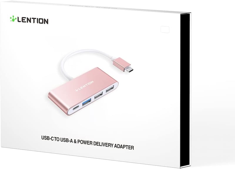 LENTION 4 az 1-ben USB-C Hub 100W töltéssel, 5Gbps USB 3.0 porttal, MacBook Pro/Air, Surface és ChromeBook eszközökhöz, alumínium kivitel