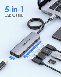 LENTION 4 az 1-ben USB-C Hub 4x USB-C 5Gbps porttal, 0,6m kábellel, 5V tápellátással - MacBook Pro/Air/iMac 2016-2023 kompatibilis, Space Gr 2