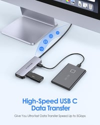 LENTION 4 az 1-ben USB-C Hub 4x USB-C 5Gbps porttal, 0,6m kábellel, 5V tápellátással - MacBook Pro/Air/iMac 2016-2023 kompatibilis, Space Gr 3