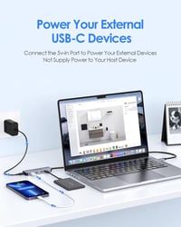 LENTION 4 az 1-ben USB-C Hub 4x USB-C 5Gbps porttal, 0,6m kábellel, 5V tápellátással - MacBook Pro/Air/iMac 2016-2023 kompatibilis, Space Gr 4