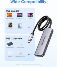 LENTION 4 az 1-ben USB-C Hub 4x USB-C 5Gbps porttal, 0,6m kábellel, 5V tápellátással - MacBook Pro/Air/iMac 2016-2023 kompatibilis, Space Gr 7