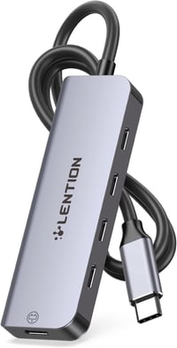 LENTION 4 az 1-ben USB-C Hub 4x USB-C 5Gbps porttal, 0,6m kábellel, 5V tápellátással - MacBook Pro/Air/iMac 2016-2023 kompatibilis, Space Gr 1