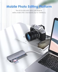 LENTION 5 az 1-ben USB-C Hub - 3 USB 3.0 Port + SD/TF Kártyaolvasó - MacBook, ChromeBook, Dell XPS, Asus ZenBook és USB-C Portos Laptopokhoz 2