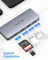 LENTION 5-in-1 USB Hub - 3 USB 3.0 Port (5Gbps) + SD/TF Kártyaolvasó - MacBook, Surface, Lenovo, HP Laptopokhoz - Űrszürke

AI: I've created 2