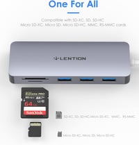 LENTION 5-in-1 USB Hub - 3 USB 3.0 Port (5Gbps) + SD/TF Kártyaolvasó - MacBook, Surface, Lenovo, HP Laptopokhoz - Űrszürke

AI: I've created 3