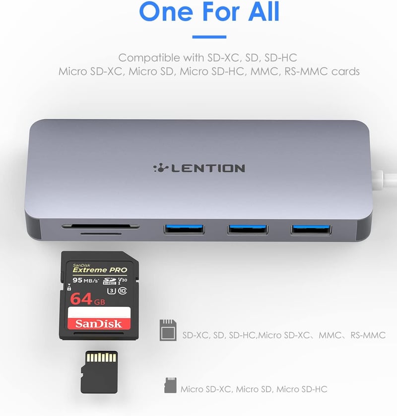 LENTION 5-in-1 USB Hub - 3 USB 3.0 Port (5Gbps) + SD/TF Kártyaolvasó - MacBook, Surface, Lenovo, HP Laptopokhoz - Űrszürke

AI: I've created