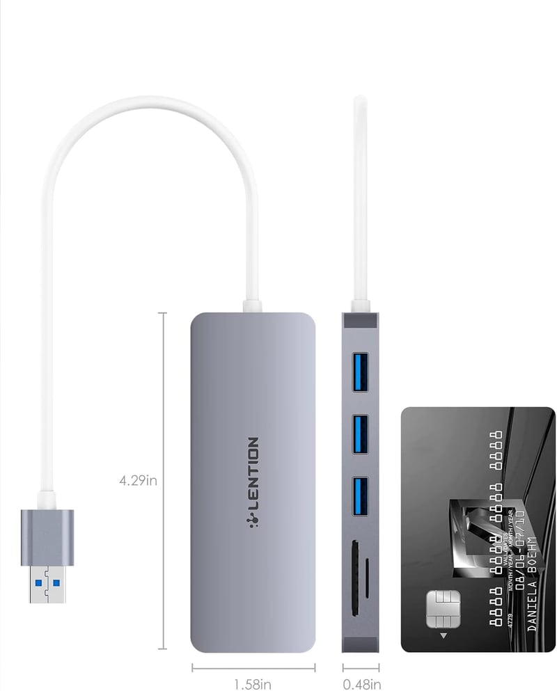 LENTION 5-in-1 USB Hub - 3 USB 3.0 Port (5Gbps) + SD/TF Kártyaolvasó - MacBook, Surface, Lenovo, HP Laptopokhoz - Űrszürke

AI: I've created