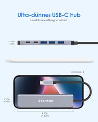 LENTION 6-in-1 USB-C Hub 4K HDMI Adapter 100W PD Töltéssel, MacBook Pro/Air, iPhone 16/15 Kompatibilis, Thunderbolt 3/4 Csatlakozóval 6