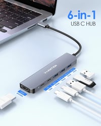 LENTION 6-in-1 USB-C Hub 4K HDMI Adapter 100W PD Töltéssel, MacBook Pro/Air, iPhone 16/15 Kompatibilis, Thunderbolt 3/4 Csatlakozóval 2