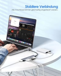 LENTION 6-in-1 USB-C Hub 4K HDMI Adapter 100W PD Töltéssel, MacBook Pro/Air, iPhone 16/15 Kompatibilis, Thunderbolt 3/4 Csatlakozóval 7