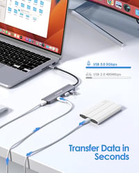 LENTION 6-in-1 USB-C Hub 4K HDMI Adapter 100W PD Töltéssel, MacBook Pro/Air, iPhone 16/15 Kompatibilis, Thunderbolt 3/4 Csatlakozóval 9