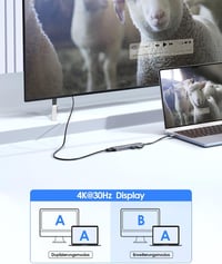 LENTION 6-in-1 USB-C Hub 4K HDMI Adapter 100W PD Töltéssel, MacBook Pro/Air, iPhone 16/15 Kompatibilis, Thunderbolt 3/4 Csatlakozóval 3