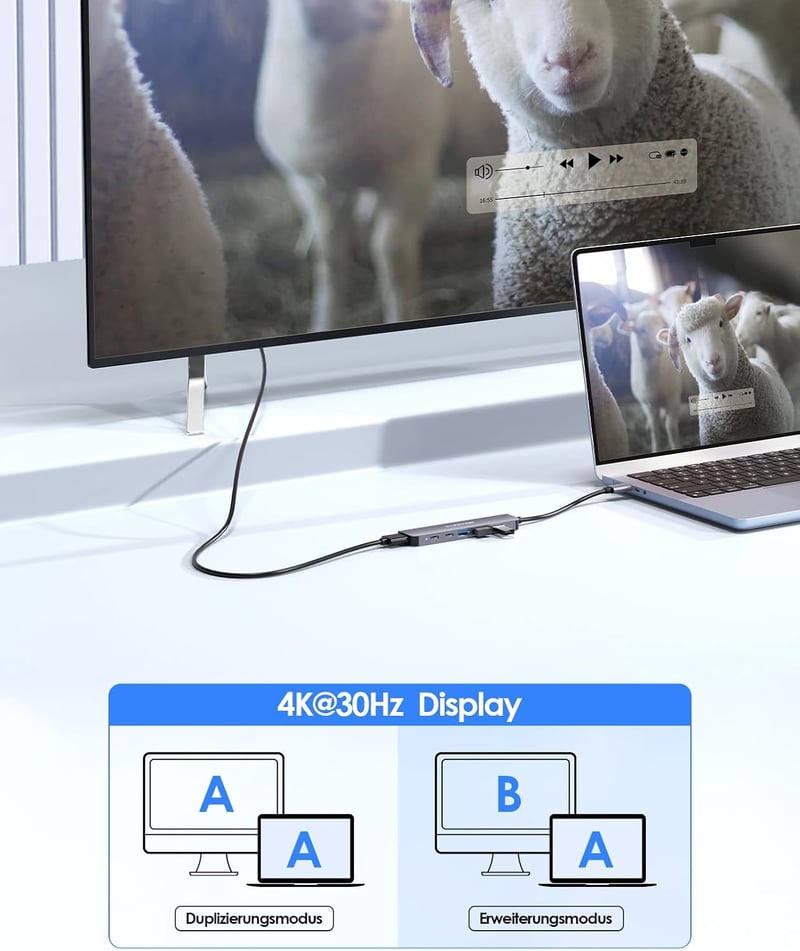 LENTION 6-in-1 USB-C Hub 4K HDMI Adapter 100W PD Töltéssel, MacBook Pro/Air, iPhone 16/15 Kompatibilis, Thunderbolt 3/4 Csatlakozóval