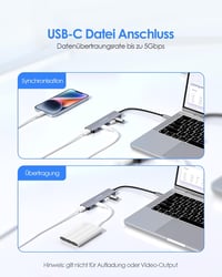 LENTION 6-in-1 USB-C Hub 4K HDMI Adapter 100W PD Töltéssel, MacBook Pro/Air, iPhone 16/15 Kompatibilis, Thunderbolt 3/4 Csatlakozóval 5