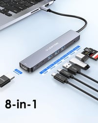 LENTION 8-in-1 USB-C Hub 4K60Hz HDMI, 100W PD, SD/TF Kártyaolvasó, MacBook Pro/Air, iPhone 16/15 Kompatibilis Adapter 2