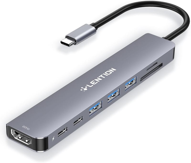 LENTION 8-in-1 USB-C Hub 4K60Hz HDMI, 100W PD, SD/TF Kártyaolvasó, MacBook Pro/Air, iPhone 16/15 Kompatibilis Adapter