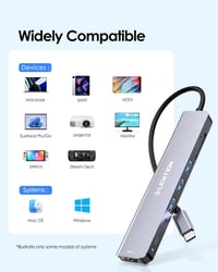 LENTION 8-in-1 USB-C Hub 4K60Hz HDMI, 100W PD, SD/TF Kártyaolvasó, MacBook Pro/Air, iPhone 16/15 Kompatibilis Adapter 8