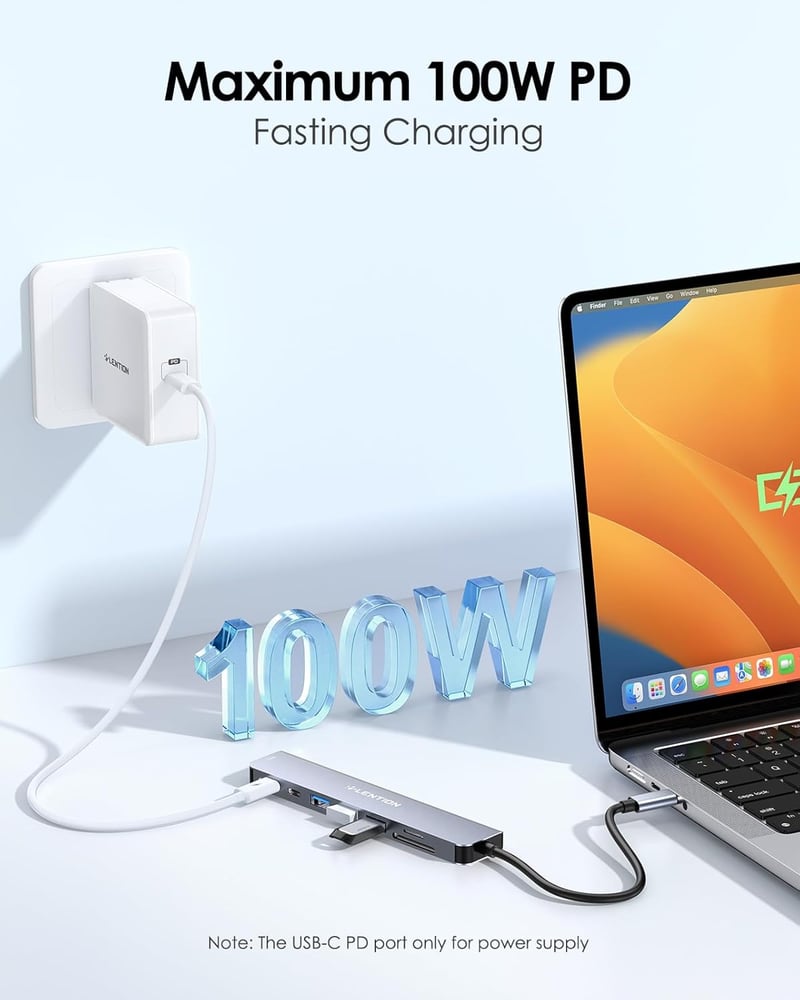 LENTION 8-in-1 USB-C Hub 4K60Hz HDMI, 100W PD, SD/TF Kártyaolvasó, MacBook Pro/Air, iPhone 16/15 Kompatibilis Adapter