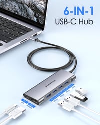LENTION USB C Hub 1m Kábellel - 4K HDMI, 4 USB 3.0, 60W Töltés - MacBook Pro/Air, Surface, Chromebook és Laptopok Kompatibilis Multiport Ada 2