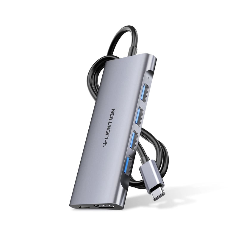 LENTION USB C Hub s kabelom od 1 m - 4K HDMI, 4 USB 3.0, 60W punjenje - Kompatibilan s MacBook Pro/Air, Surface, Chromebook i prijenosnim računalima, multiport adapter