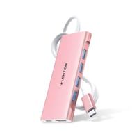 LENTION USB C Hub s 1m kabelom - 4K HDMI, 4 USB 3.0, 60W punjenje - Kompatibilan adapter za MacBook Pro/Air, Surface, Chromebook - Ružičasto zlato 1