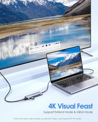 LENTION USB C Hub 1m Kábellel - 4K HDMI, 4 USB 3.0, 60W Töltés - MacBook Pro/Air, Surface, Chromebook és Laptopok Kompatibilis Multiport Ada 5