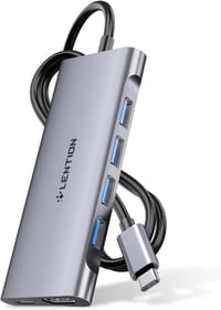 LENTION USB C Hub 1m Kábellel - 4K HDMI, 4 USB 3.0, 60W Töltés - MacBook Pro/Air, Surface, Chromebook és Laptopok Kompatibilis Multiport Ada 1