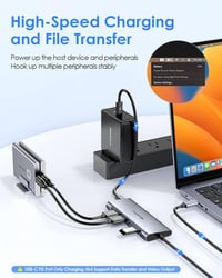 LENTION USB C Hub 1m Kábellel - 4K HDMI, 4 USB 3.0, 60W Töltés - MacBook Pro/Air, Surface, Chromebook és Laptopok Kompatibilis Multiport Ada 4