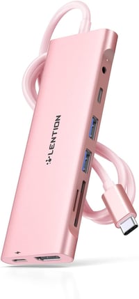 LENTION USB-C Hub 1m Kábellel - 4K HDMI, USB 3.0, SD Kártyaolvasó, 60W Töltés - MacBook Pro/Air, Surface, Chromebook Kompatibilis - Rozéaran 1