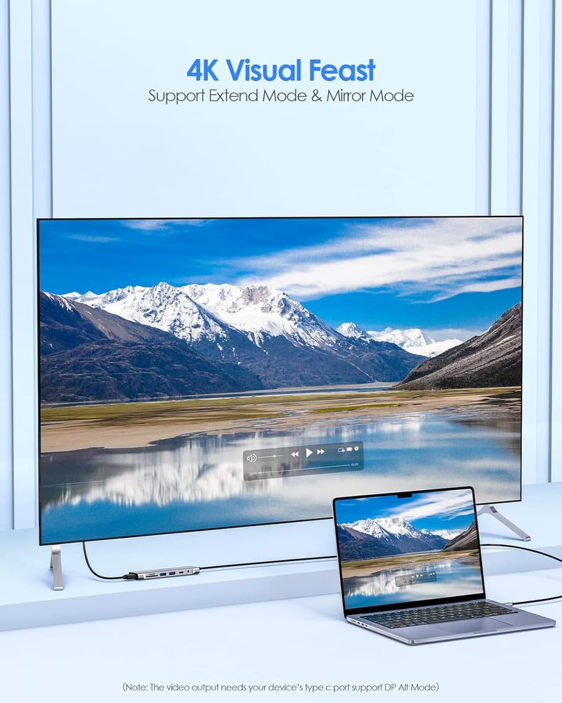 LENTION USB C Hub 1m Kábellel - 4K HDMI, USB 3.0, USB-C, SD/Micro SD Kártyaolvasó, AUX, 60W Töltő - MacBook Pro/Air, Surface, Chromebook Kom
