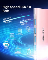 LENTION USB C Hub 4 USB 3.0 Porttal, 5 Gbps Adatátvitel, 60W Töltés - MacBook Pro/Air, Surface, Chromebook Kompatibilis Alumínium Adapter Ró 3