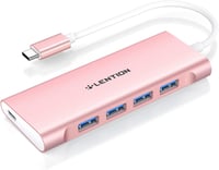 LENTION USB C Hub 4 USB 3.0 Porttal, 5 Gbps Adatátvitel, 60W Töltés - MacBook Pro/Air, Surface, Chromebook Kompatibilis Alumínium Adapter Ró 1