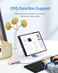LENTION USB C Hub 4 USB 3.0 Porttal, 5 Gbps Adatátvitel, 60W Töltés - MacBook Pro/Air, Surface, Chromebook Kompatibilis Alumínium Adapter Ró 4