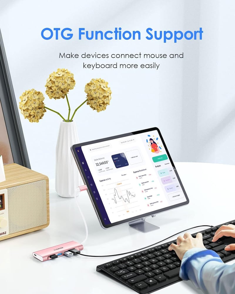 LENTION USB C Hub 4 USB 3.0 Porttal, 5 Gbps Adatátvitel, 60W Töltés - MacBook Pro/Air, Surface, Chromebook Kompatibilis Alumínium Adapter Ró