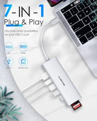 LENTION USB C Hub 4K HDMI Adapter - 100W Töltés, USB 3.0, SD/TF Kártyaolvasó - MacBook Pro/Air, Surface Kompatibilis - Thunderbolt 3/4 Csatl 2