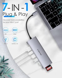 LENTION USB C Hub 4K HDMI Adapter - USB 3.0, SD/TF Kártyaolvasó, 100W Töltés - MacBook Pro/Air, Surface, Chromebook Kompatibilis Thunderbolt 3