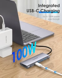 LENTION USB C Hub 4K HDMI Adapter - USB 3.0, SD/TF Kártyaolvasó, 100W Töltés - MacBook Pro/Air, Surface, Chromebook Kompatibilis Thunderbolt 5