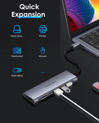 LENTION USB C Hub 4K HDMI Adapter - USB 3.0, SD/TF Kártyaolvasó, 100W Töltés - MacBook Pro/Air, Surface, Chromebook Kompatibilis Thunderbolt 2