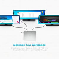 LENTION USB C Hub 4K HDMI, DisplayPort, VGA, 100W PD, Ethernet, Kártyaolvasó - MacBook Pro, Air, iPad Pro, Surface Laptopokhoz (Szürke) 5