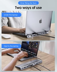 LENTION USB C Hub 4K HDMI, DisplayPort, VGA, 100W PD, Ethernet, Kártyaolvasó - MacBook Pro, Air, iPad Pro, Surface Laptopokhoz (Szürke) 3