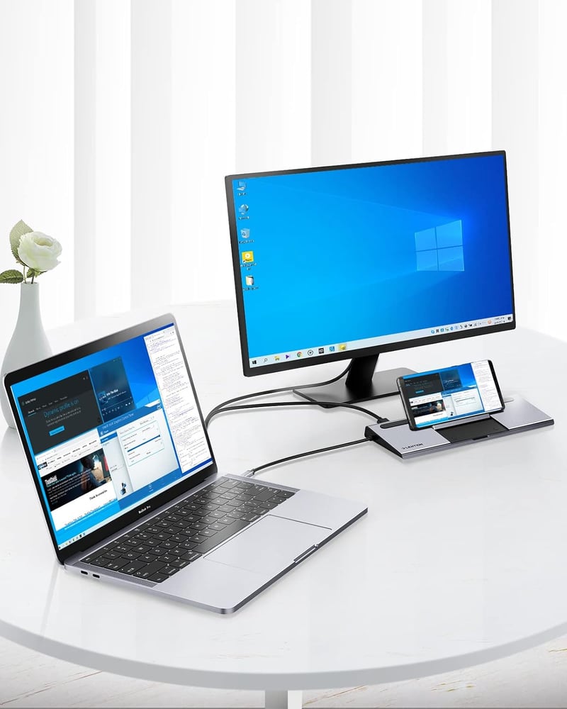 LENTION USB C Hub 4K HDMI, DisplayPort, VGA, 100W PD, Ethernet, Kártyaolvasó - MacBook Pro, Air, iPad Pro, Surface Laptopokhoz (Szürke)