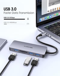 LENTION USB C Hub 4K HDMI Kimenettel, 3 USB 3.0 Porttal, Dupla SD3.0 Kártyaolvasóval - MacBook Pro/Air, iPad Pro, Surface Kompatibilis Multi 3