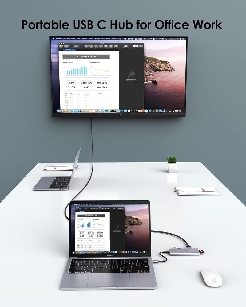 LENTION USB C Hub 4K HDMI Kimenettel, USB 3.0, SD/TF Kártyaolvasóval - MacBook Pro/Air, Surface, Chromebook Laptopokhoz, Thunderbolt 3/4 Kom