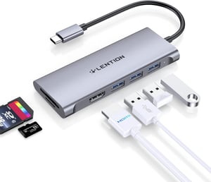 LENTION USB C Hub s 4K HDMI izlazom, USB 3.0 i čitačem SD/TF kartica - za MacBook Pro/Air, Surface, Chromebook prijenosna računala, Thunderbolt 3/4 Kom