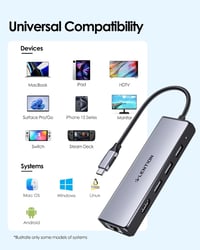 LENTION USB C Hub 5-in-1 - 4K HDMI, Gigabit Ethernet, 3 USB 3.0 Port - MacBook Pro/Air, Surface Kompatibilis Adapter - Szürke 8