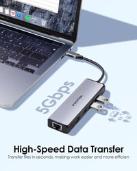 LENTION USB C Hub 5-in-1 - 4K HDMI, Gigabit Ethernet, 3 USB 3.0 Port - MacBook Pro/Air, Surface Kompatibilis Adapter - Szürke 5