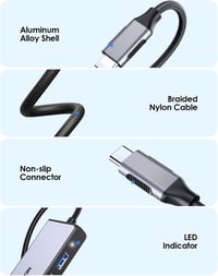 LENTION USB C Hub 5-in-1 - 4K HDMI, Gigabit Ethernet, 3 USB 3.0 Port - MacBook Pro/Air, Surface Kompatibilis Adapter - Szürke 6