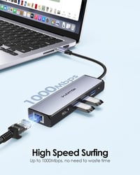 LENTION USB C Hub 5-in-1 - 4K HDMI, Gigabit Ethernet, 3 USB 3.0 Port - MacBook Pro/Air, Surface Kompatibilis Adapter - Szürke 4