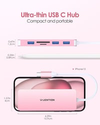LENTION USB C Hub 6 az 1-ben - 4K HDMI, 3 USB 3.0, SD/TF Kártyaolvasó - MacBook Pro/Air, iPad Pro, Surface Kompatibilis Adapter Rózsaarany 8