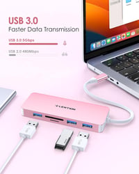 LENTION USB C Hub 6 az 1-ben - 4K HDMI, 3 USB 3.0, SD/TF Kártyaolvasó - MacBook Pro/Air, iPad Pro, Surface Kompatibilis Adapter Rózsaarany 3